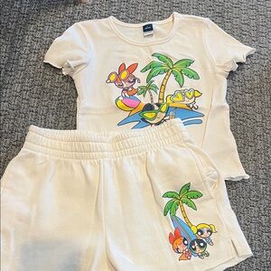 Old Navy Cream Cartoon Print Set